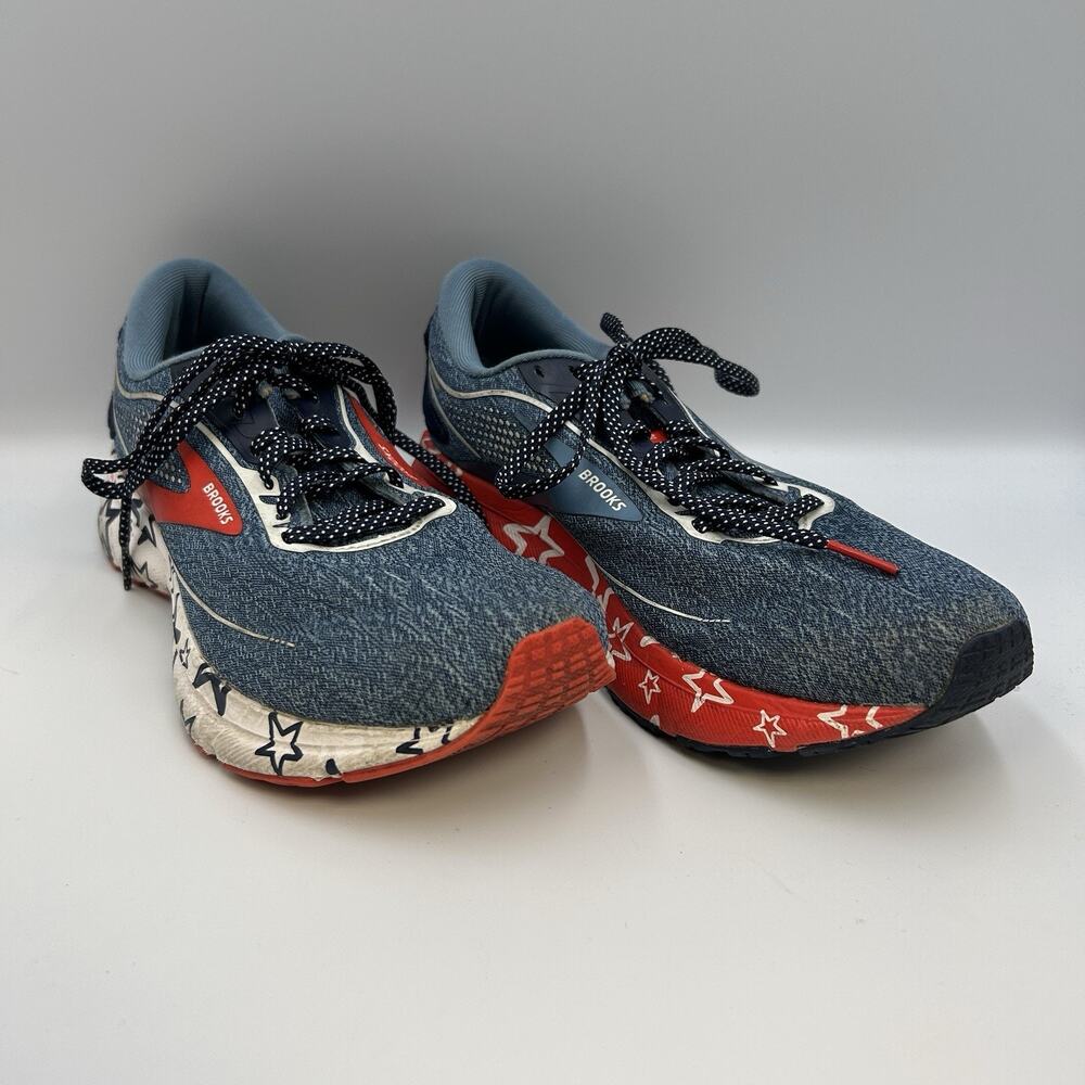 Brooks Trace 2 USA Flag Running Shoes Men's 7.5 Medium D Patriotic Stars Stripes